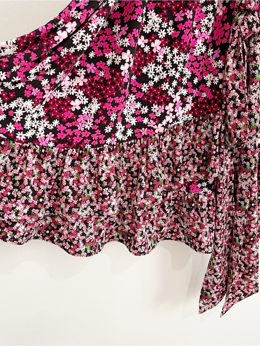 NWT Michael Kors Plus Size Ruffled Floral Print Mini-Midi Dress 1X - Picture 8 of 12